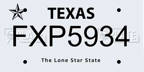 FXP5934 Texas License Plate