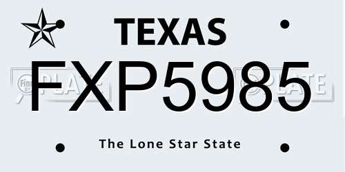 FXP5985 Texas License Plate