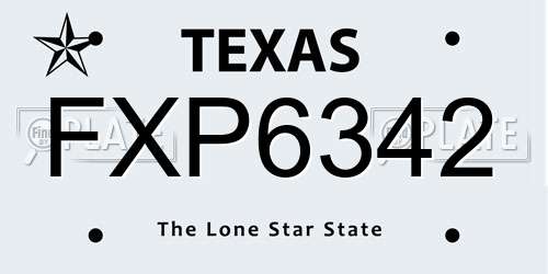FXP6342 Texas License Plate