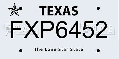 FXP6452 Texas License Plate