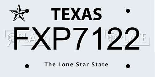 FXP7122 Texas License Plate
