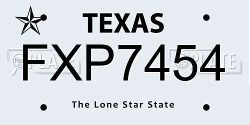 FXP7454 Texas License Plate