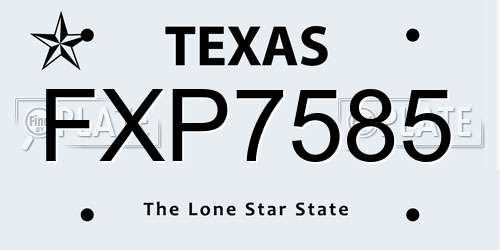 FXP7585 Texas License Plate