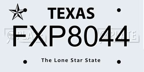 FXP8044 Texas License Plate