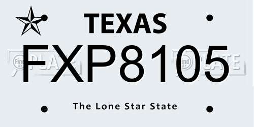 FXP8105 Texas License Plate