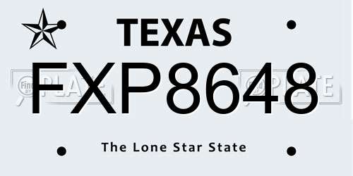 FXP8648 Texas License Plate