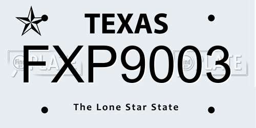 FXP9003 Texas License Plate