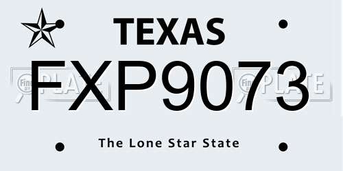 FXP9073 Texas License Plate
