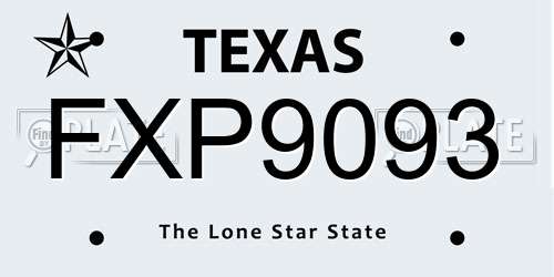 FXP9093 Texas License Plate
