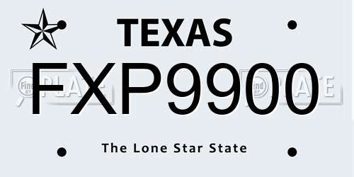 FXP9900 Texas License Plate