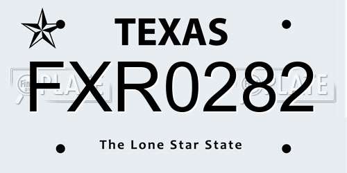 FXR0282 Texas License Plate