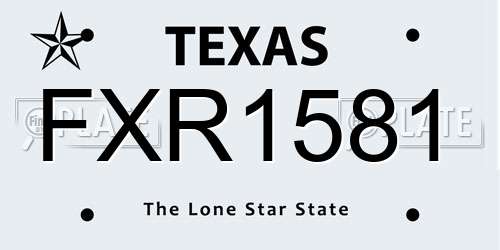 FXR1581 Texas License Plate