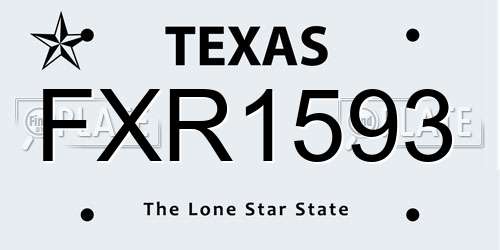 FXR1593 Texas License Plate