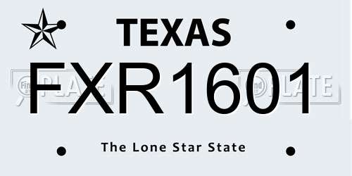 FXR1601 Texas License Plate