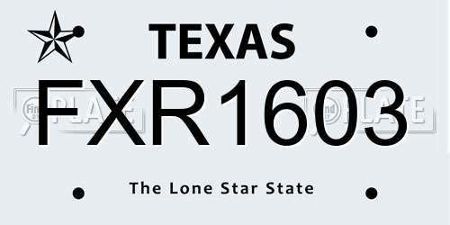 FXR1603 Texas License Plate
