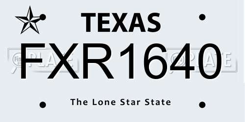 FXR1640 Texas License Plate
