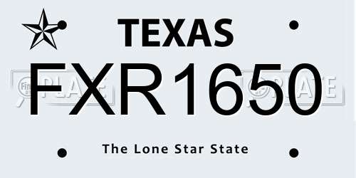 FXR1650 Texas License Plate