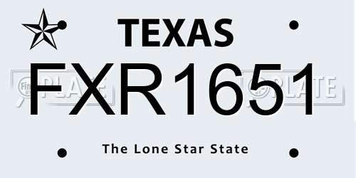 FXR1651 Texas License Plate