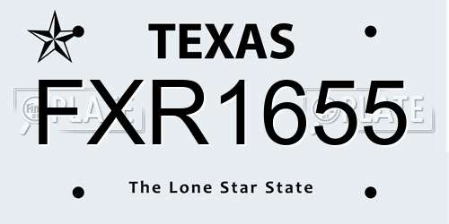 FXR1655 Texas License Plate