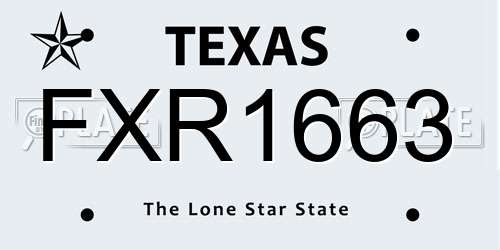 FXR1663 Texas License Plate