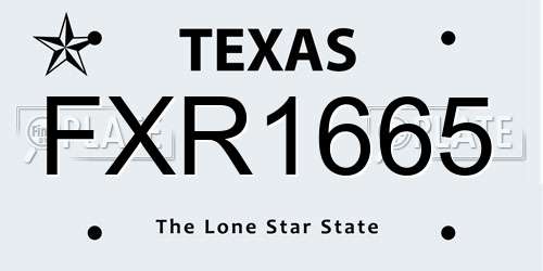 FXR1665 Texas License Plate