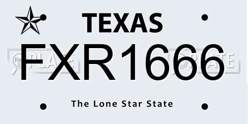 FXR1666 Texas License Plate