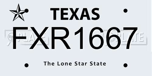 FXR1667 Texas License Plate
