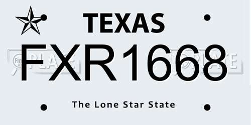 FXR1668 Texas License Plate