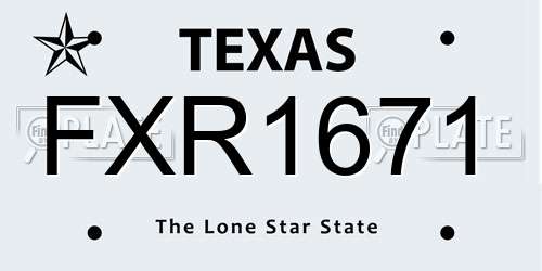 FXR1671 Texas License Plate