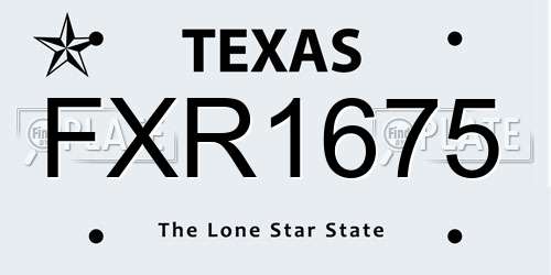 FXR1675 Texas License Plate