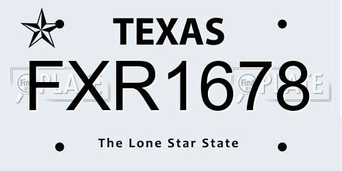 FXR1678 Texas License Plate