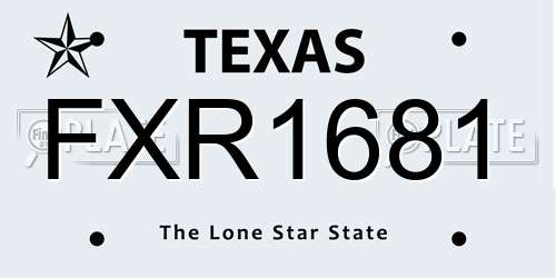 FXR1681 Texas License Plate