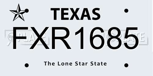 FXR1685 Texas License Plate