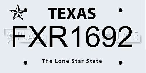 FXR1692 Texas License Plate