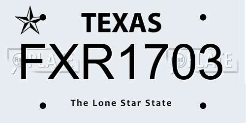 FXR1703 Texas License Plate