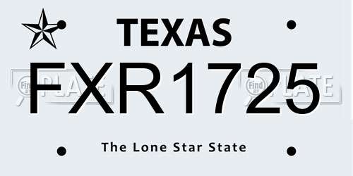 FXR1725 Texas License Plate
