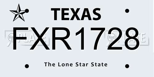 FXR1728 Texas License Plate