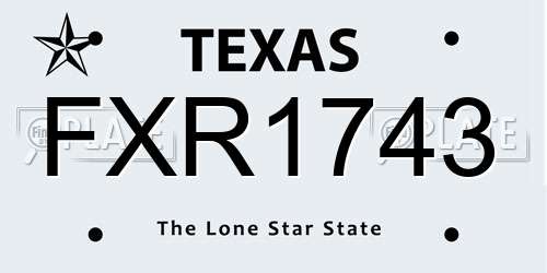 FXR1743 Texas License Plate