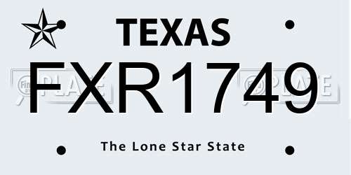 FXR1749 Texas License Plate
