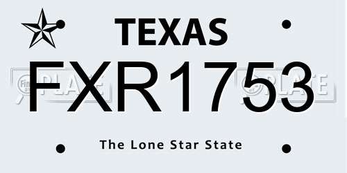 FXR1753 Texas License Plate