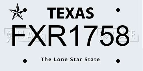 FXR1758 Texas License Plate