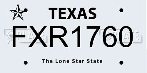 FXR1760 Texas License Plate