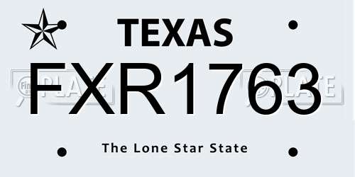 FXR1763 Texas License Plate
