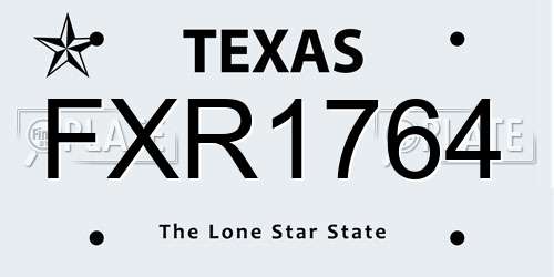 FXR1764 Texas License Plate