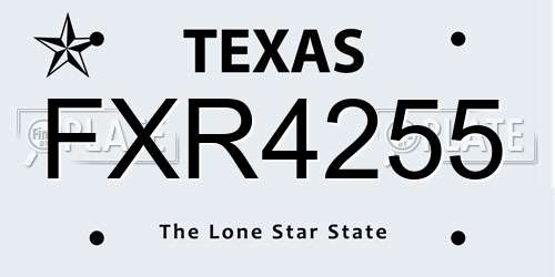 FXR4255 Texas License Plate