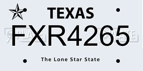 FXR4265 Texas License Plate