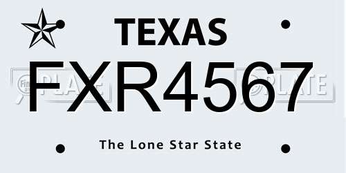 FXR4567 Texas License Plate