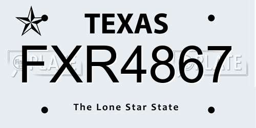 FXR4867 Texas License Plate