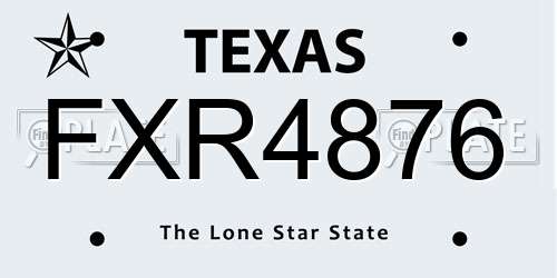 FXR4876 Texas License Plate