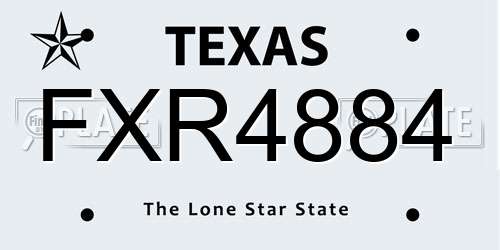 FXR4884 Texas License Plate